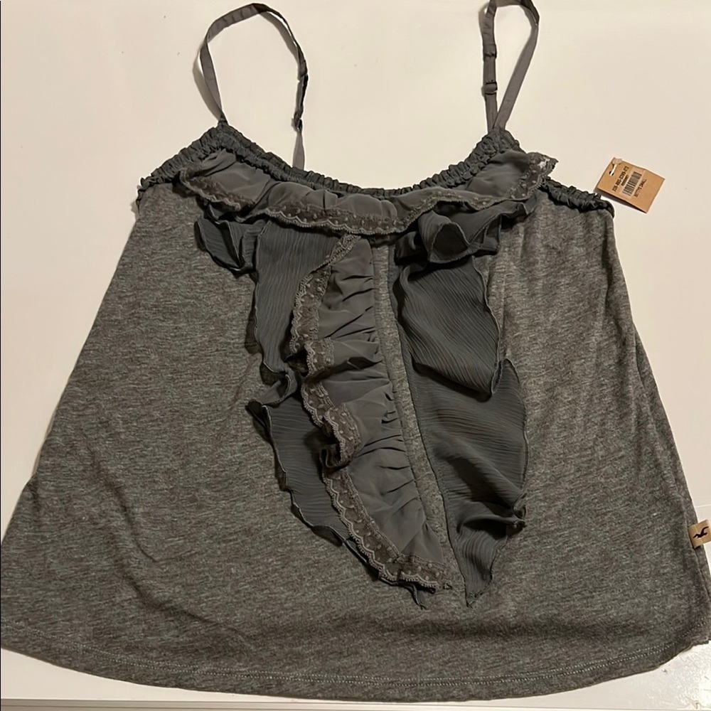 COPY - Hollister Tank Top Grey Lace front Brand NEW Small